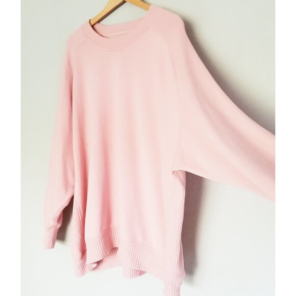 Aerie Down to Earth Slouchy Oversized Crewneck Pullover Sweatshirt Pink XL $69 - Picture 5 of 15